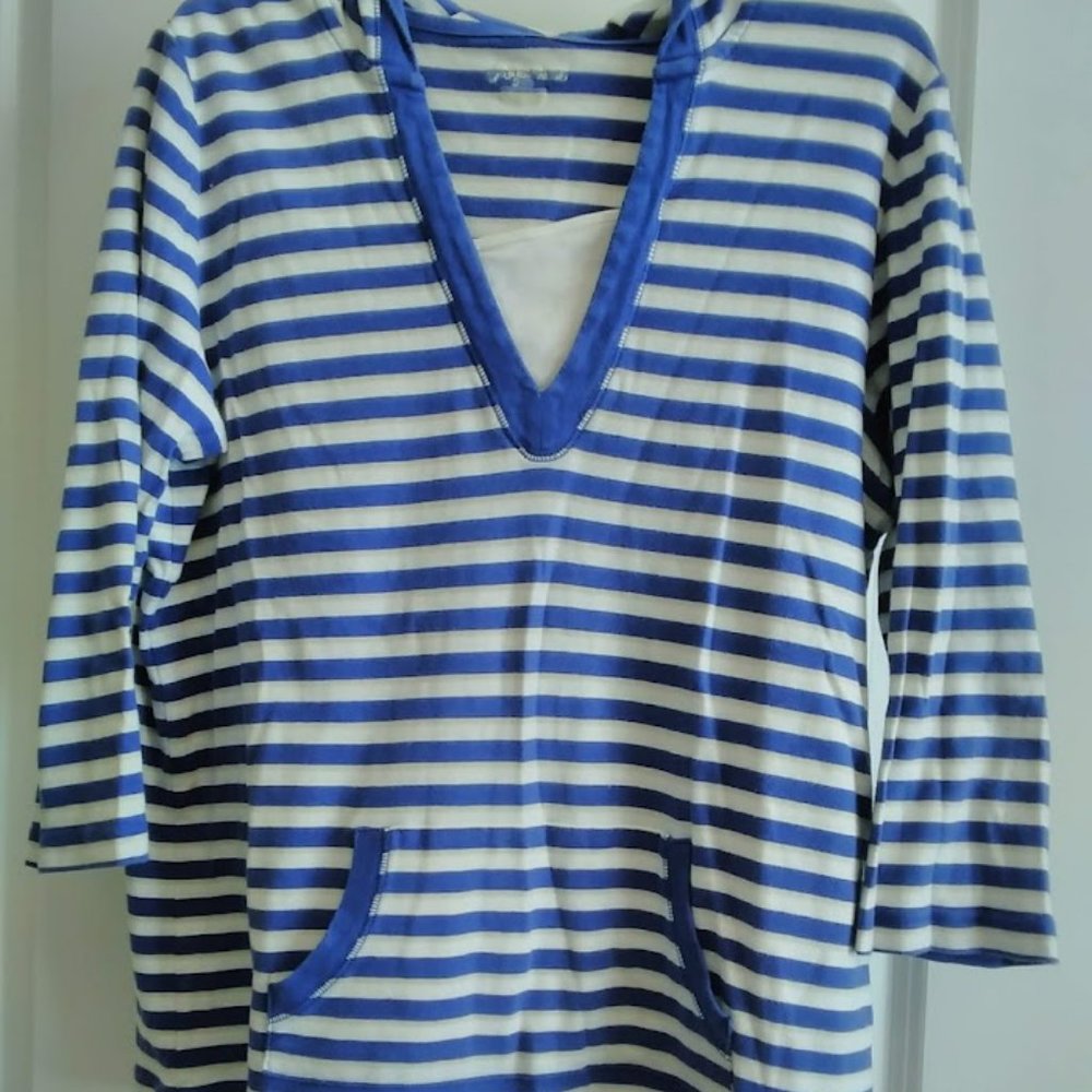 Blue/White/Tan Striped Hoodie